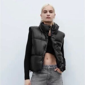 Zara Women's Black Quilted Vest NWT